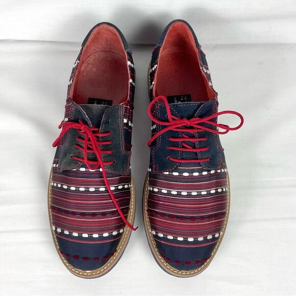 Zull Yakard Textile Oxfords Blue & Red Shoes Mens Size 8.5 Derby Lace-Up main image 5